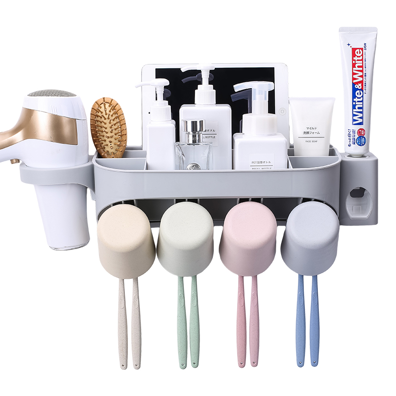 创意吸壁式牙刷架卫生间漱口杯牙刷杯套装牙膏牙刷置物架牙刷收纳