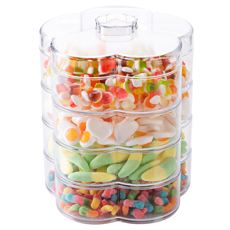 四方达透明分格干果盘家用干果盒 创意客厅糖果盘塑料带盖瓜子盘
