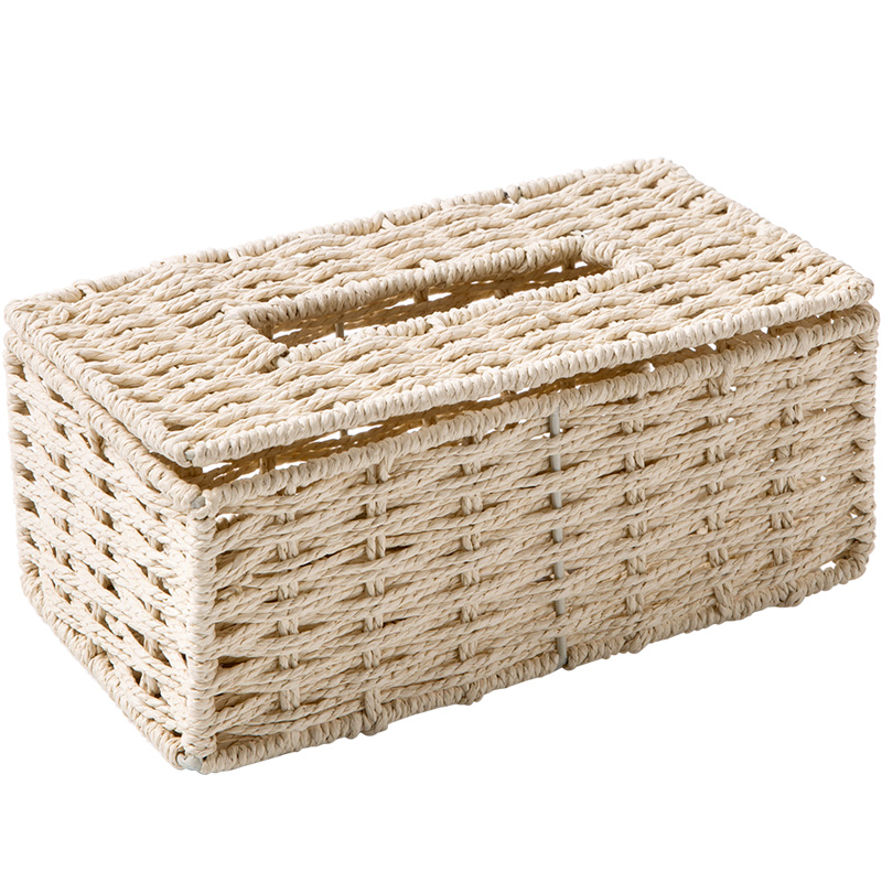 四方达编织纸巾盒家用桌面抽纸盒 创意客厅简约茶几收纳盒纸抽盒