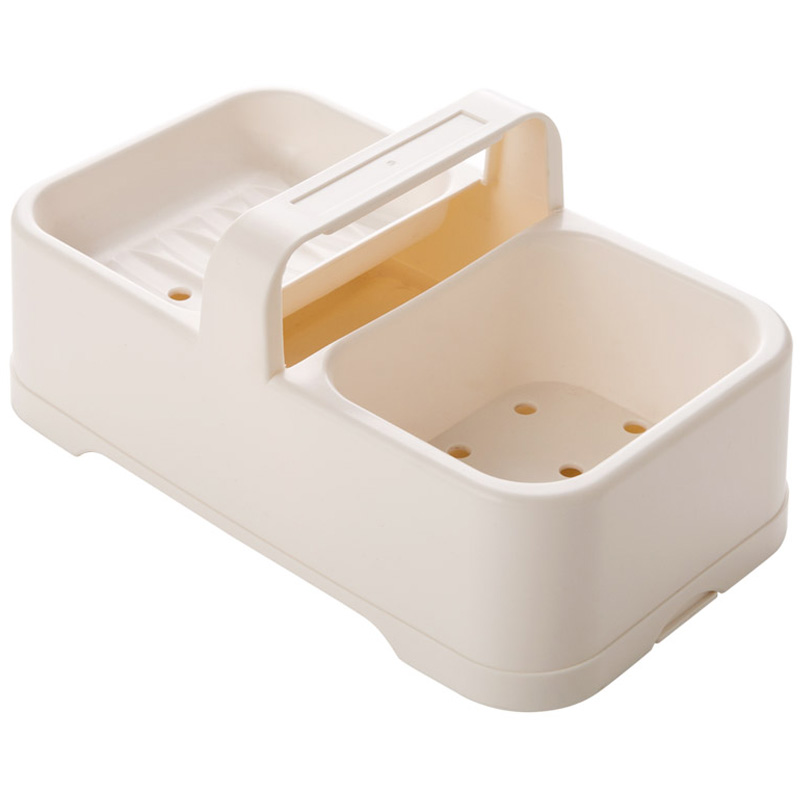 四方达双层香皂盒手提大号肥皂盒 卫生间双格沥水皂盒皂托肥皂架