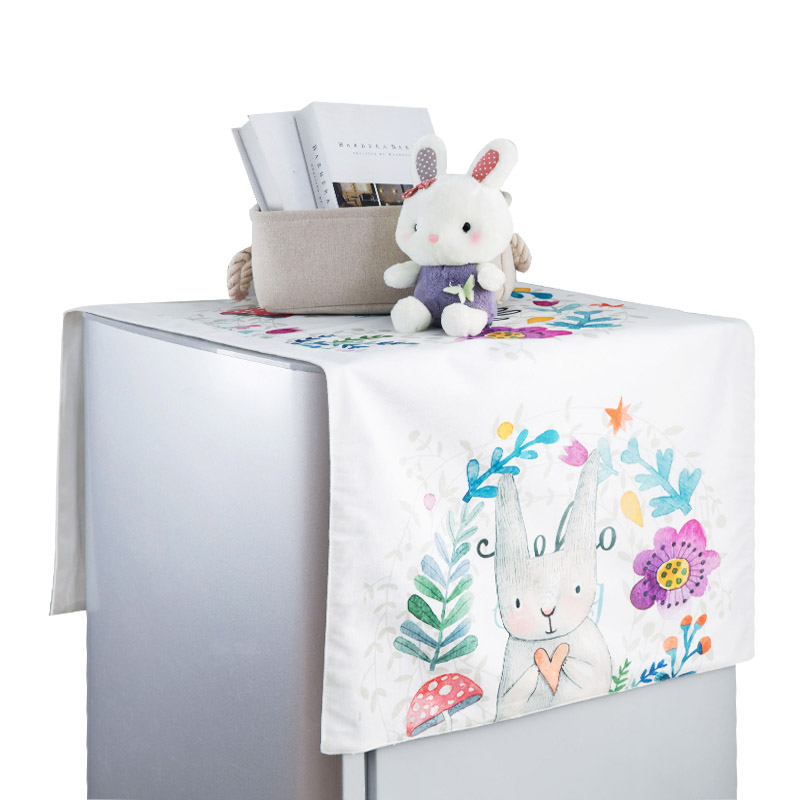 四方达布艺卡通冰箱盖布欧式冰箱布 家用单开冰箱罩盖巾防尘罩