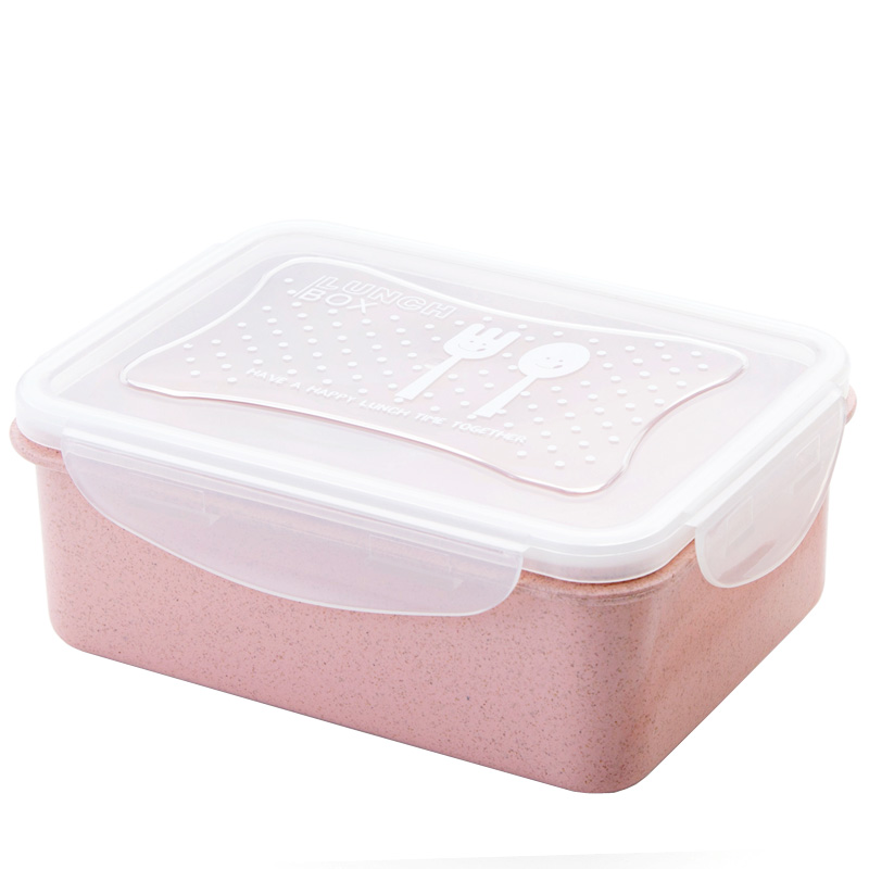 四方达小麦秸秆饭盒微波炉便当盒套装冰箱水果保鲜盒长方形收纳盒