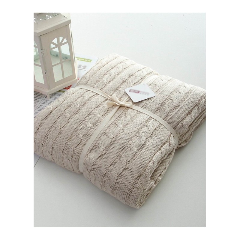 加绒毛线毯+羊羔绒双面毯子北欧休闲针织毛毯盖毯午睡毯(请先与客服确认再)