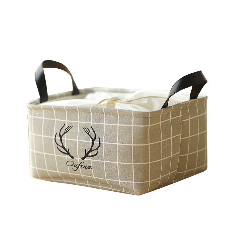 []买一送一桌面杂物篮棉麻收纳篮收纳袋收纳盒玩具收纳(请先与客服确认再)