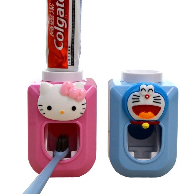kitty机器猫卡通可爱挤牙膏器壁挂式粘贴免打孔懒人牙膏挤压器