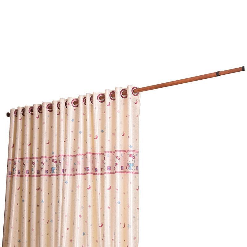 简易免打孔伸缩杆申3米4免安装直杆型木纹罗马杆卧室客厅窗帘杆子