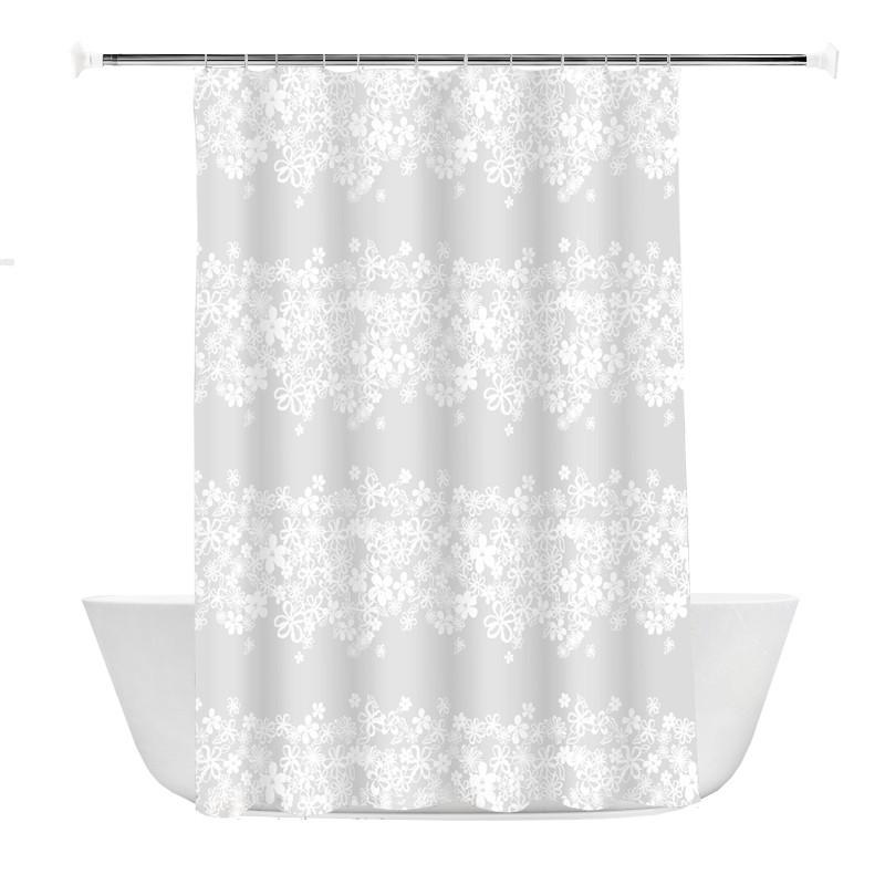 欧式EVA塑料防水浴帘套装伸缩杆免打孔加厚防霉浴室帘挂钩半透明