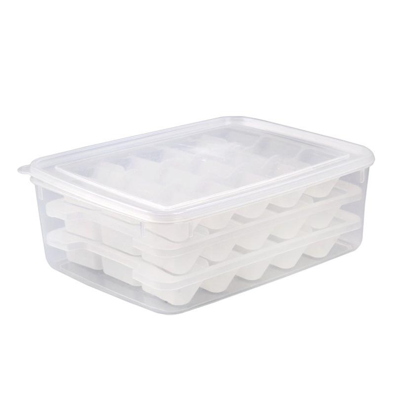日本进口饺子盒塑料冰箱食品收纳盒水饺保鲜盒速冻饺子托盘带盖