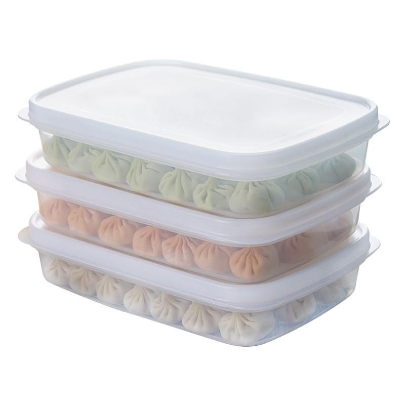 日本进口速冻饺子盒冻饺子水饺冰箱保鲜收纳盒单层不分格家用塑料