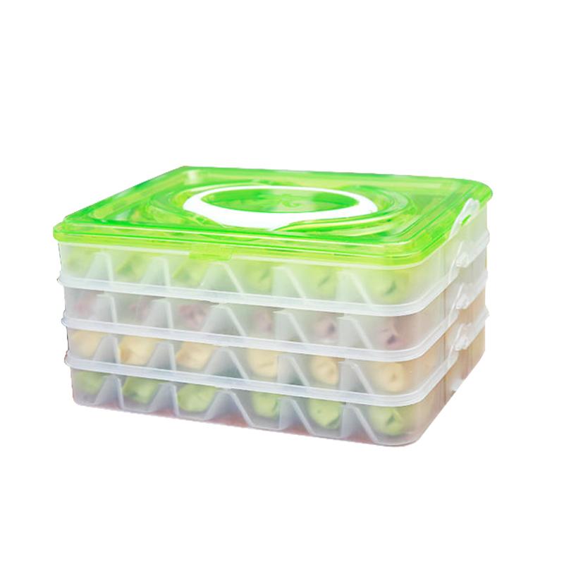 速冻饺子盒冰箱收纳盒冷冻不粘保鲜盒可微波混沌盒水饺托盘