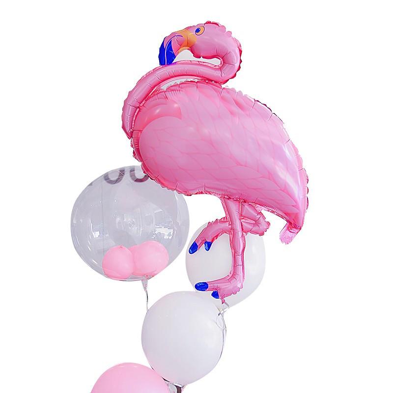 网红火烈鸟主题气球束 粉嫩儿童生日派对party 拍照装饰布置用品