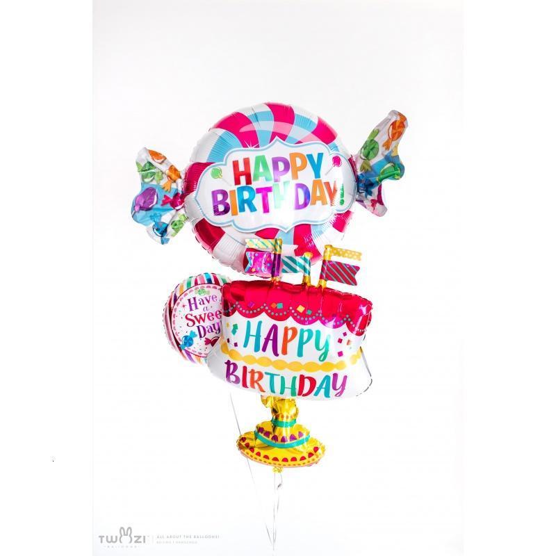 [兔子气球]30寸进口生日糖果旗子铝箔球网红创意派对party 气球