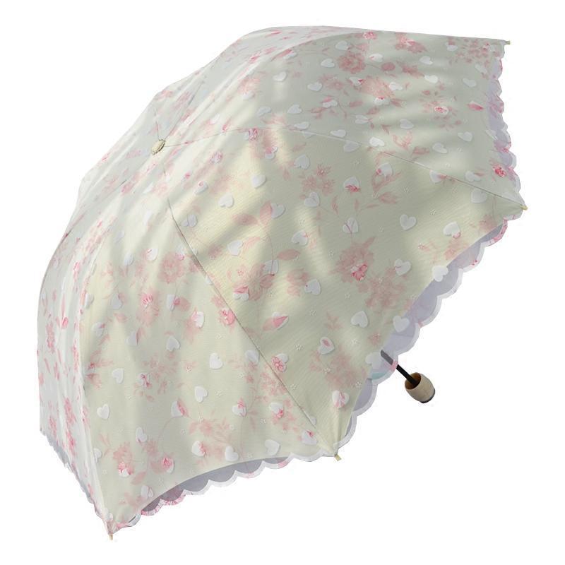 小清新太阳伞防晒防蕾丝遮阳女韩版双层折叠晴雨伞两用