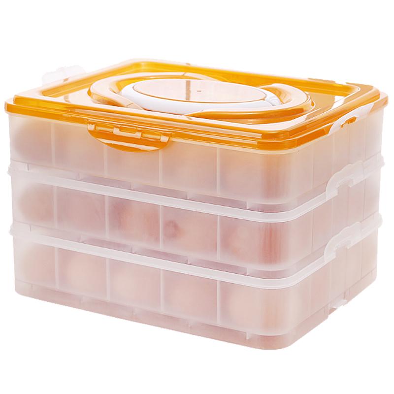 手提多层带盖放鸡蛋冰箱冷冻饺子食品保鲜收纳盒塑料包装礼盒蛋托