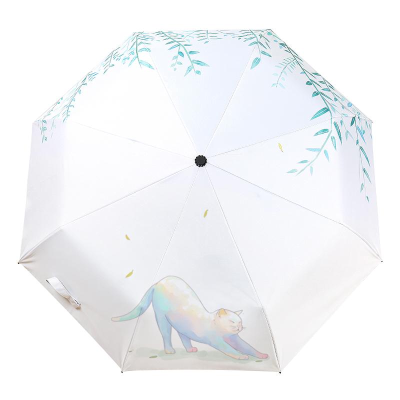 小清新雨伞折叠晴雨两用防晒太阳伞学生韩国黑胶遮阳伞防女