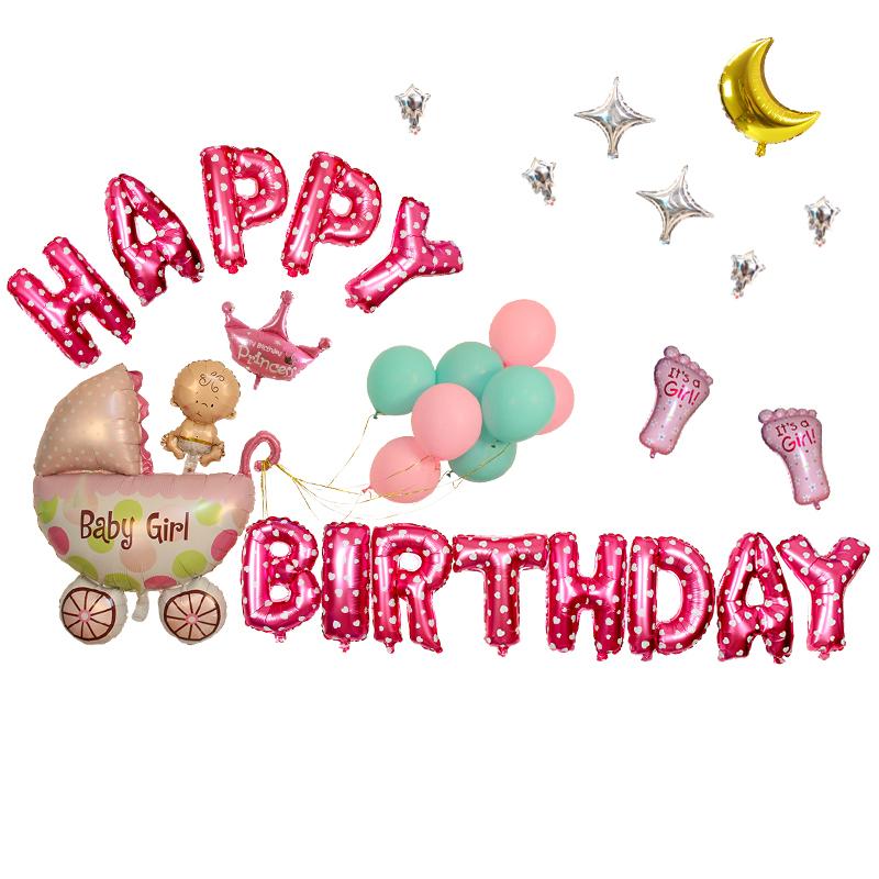 生日气球布置套餐派对装饰周岁百日儿童布置用品宝宝生日铝膜气球