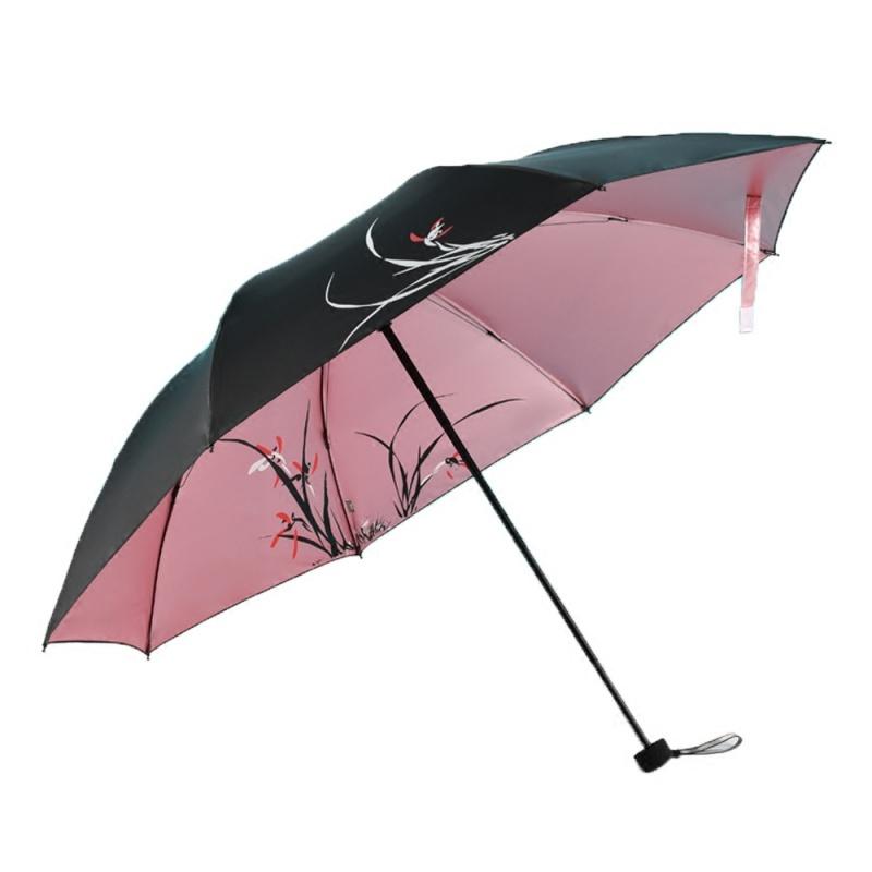 伞太阳伞女防晒防三折伞晴雨伞折叠晴雨两用黑胶遮阳伞