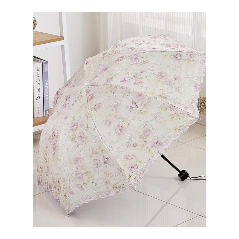伞黑胶防晒防遮太阳伞双层蕾丝晴雨两用伞折叠伞女