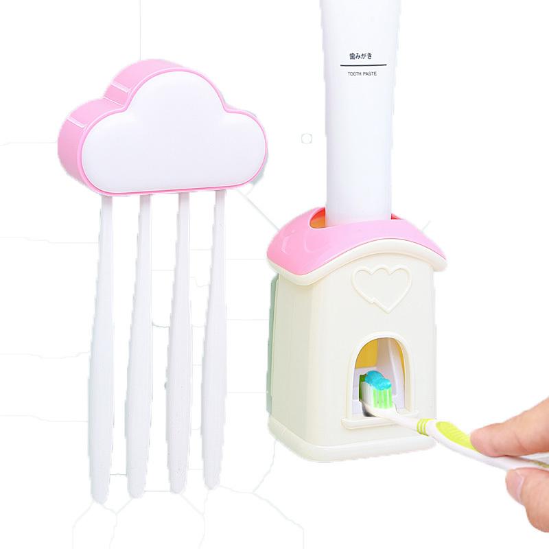 全自动挤牙膏器卡通吸壁式牙刷架创意洗漱套装牙膏牙刷收纳