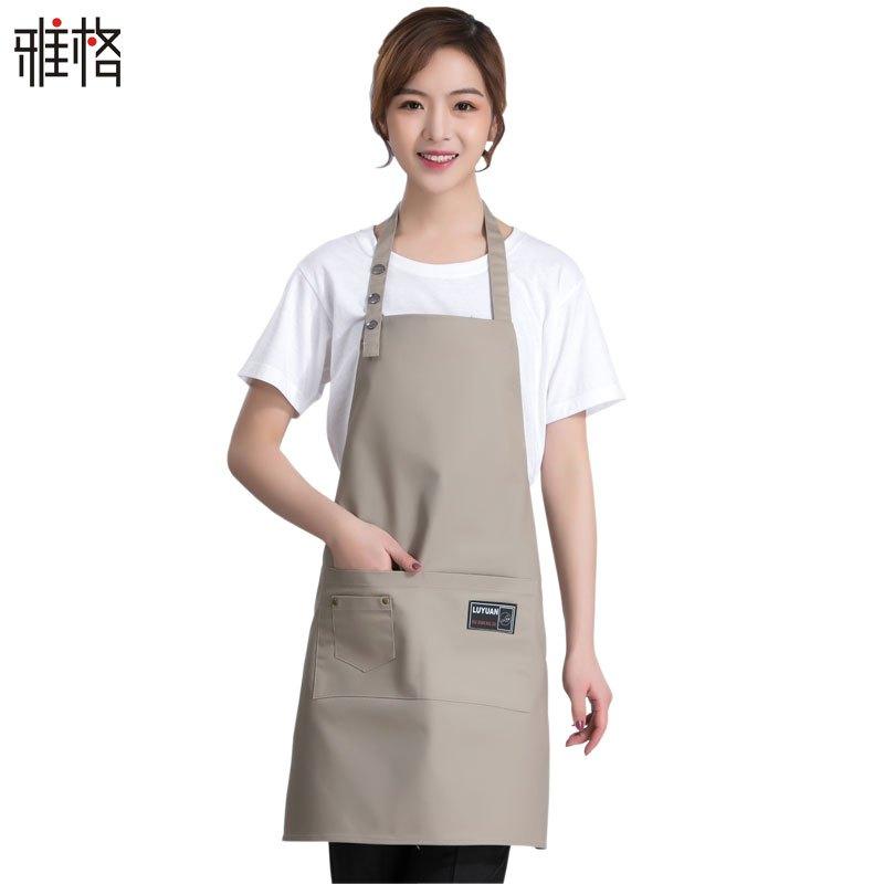 帆布围裙定制印LOGO奶茶咖啡店烘焙餐厅美甲韩版时尚男女工作服