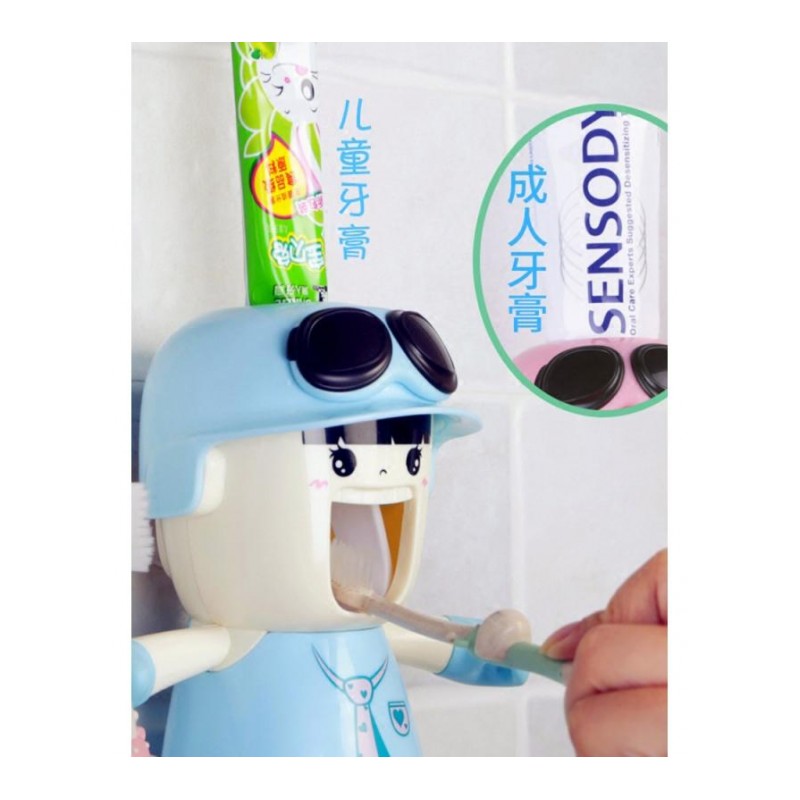 卡通全自动挤牙膏器挤压器 可爱儿童牙刷置物架 抖音牙刷架套装