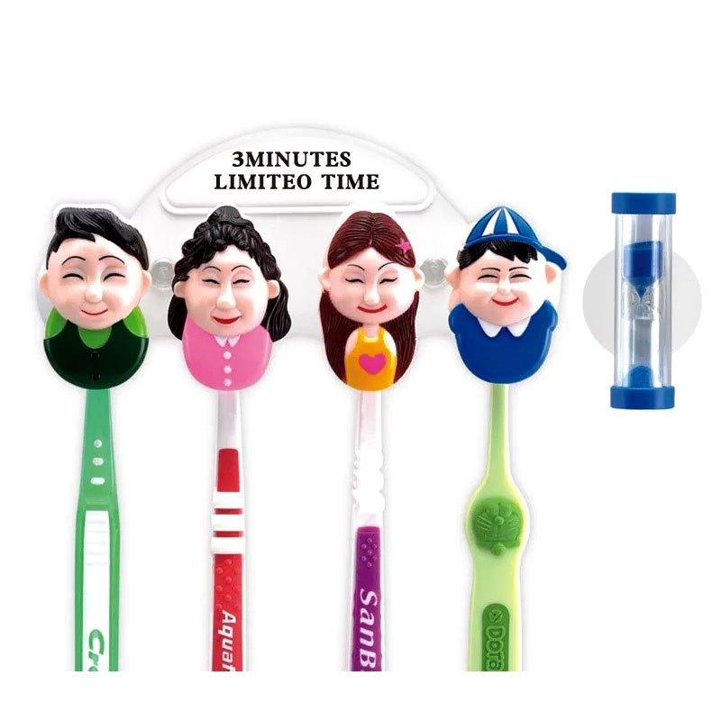 创意一家四口之家放牙刷架子 吸盘壁挂架 卫生间吸壁式牙刷架套装