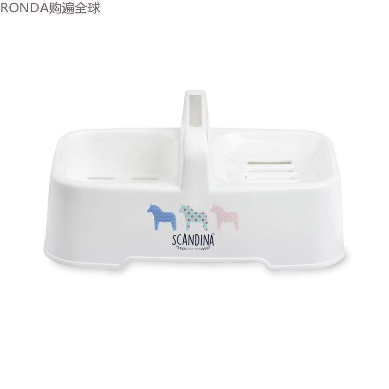 韩国 卫生间手提式双格肥皂盒沥水香皂盒子创意大皂托
