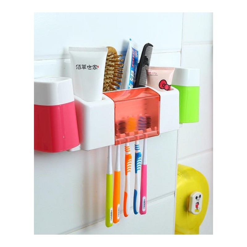 卫生间免打孔壁挂家用吸盘牙刷置物架吸壁式漱口杯刷牙杯牙具盒