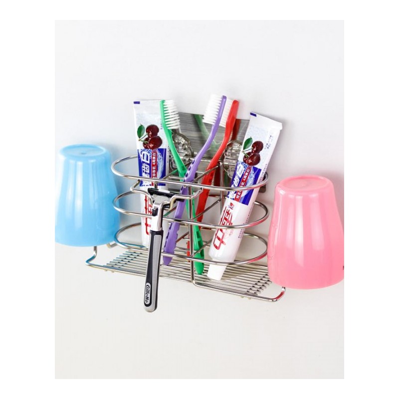 牙刷置物架免打孔卫生间刷牙杯架子置物架壁挂牙杯架不锈钢牙刷架