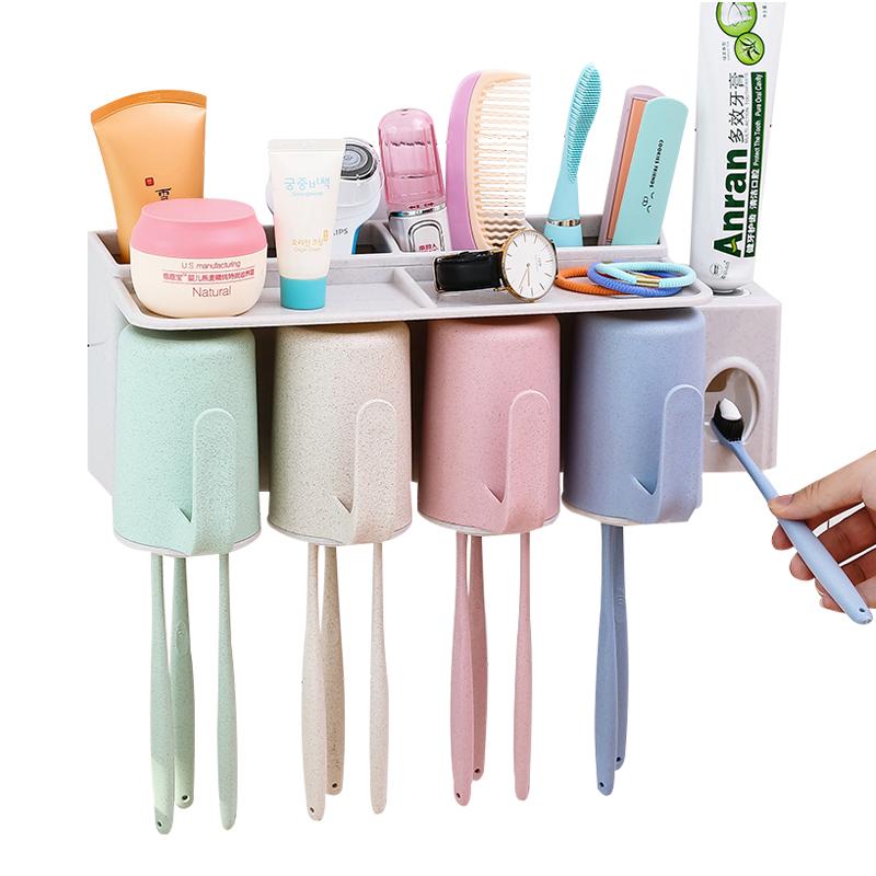 牙刷置物架吸壁式刷牙口杯洗漱套装壁挂吸盘卫生间创意牙膏牙具盒