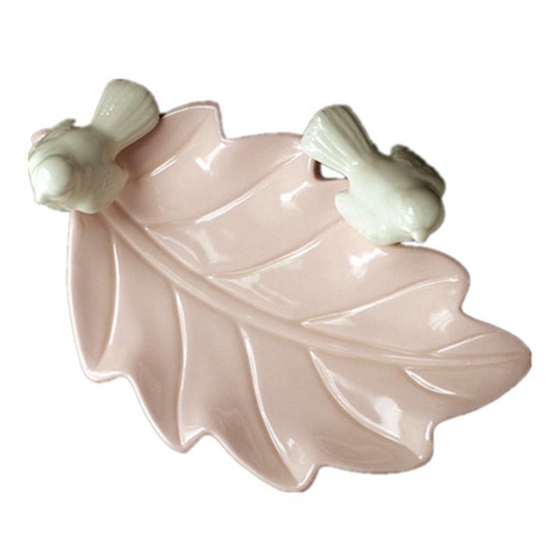 陶瓷肥皂盒创意卫生间浴室日本简约粉色小鸟小清新钥匙收纳香皂盘