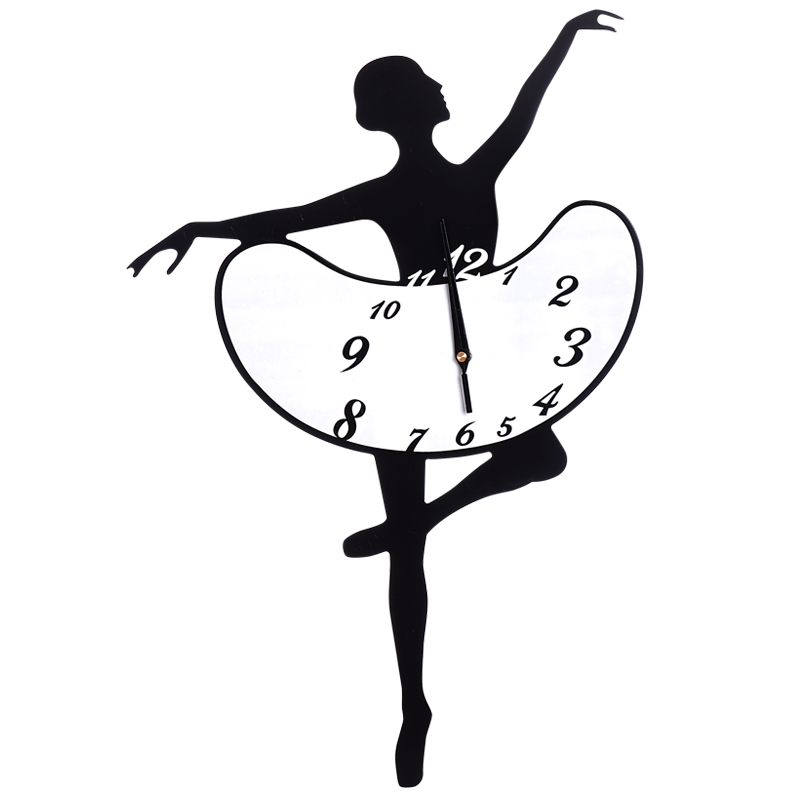 芭蕾舞蹈钟表挂钟客厅音乐跳舞装饰时尚卧室创意个性艺术时钟生活日用创意家居大号黑色(钢琴墙贴)20英寸日用家居