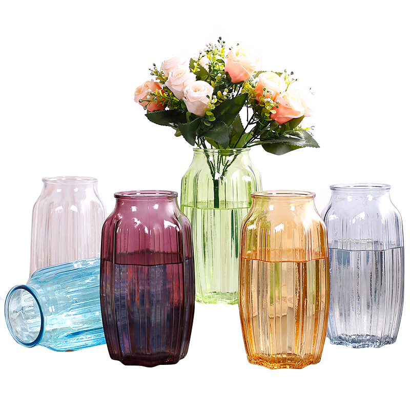 欧式玻璃花瓶创意插花瓶田园小清新家居透明水培花瓶生活日用日用家居