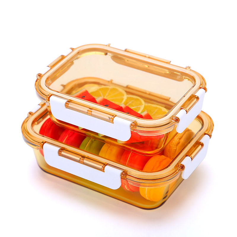 餐盒耐热玻璃饭盒便当盒微波炉上班带饭的碗圆形带盖密封日用家居