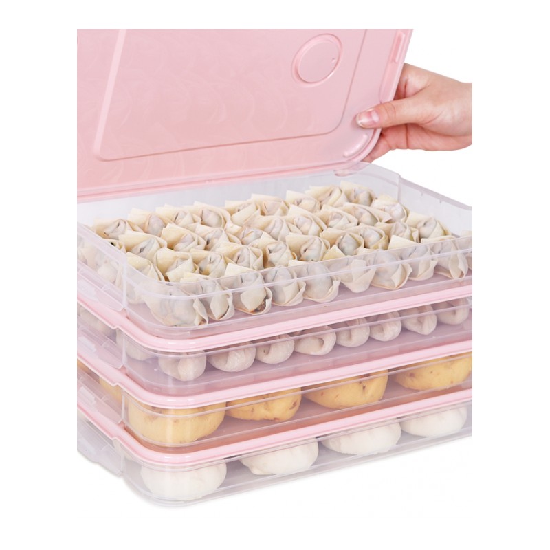 冰箱饺子盒冻饺子托盘速冻水饺馄饨放鸡蛋食物保鲜收纳盒多层家用日用家居