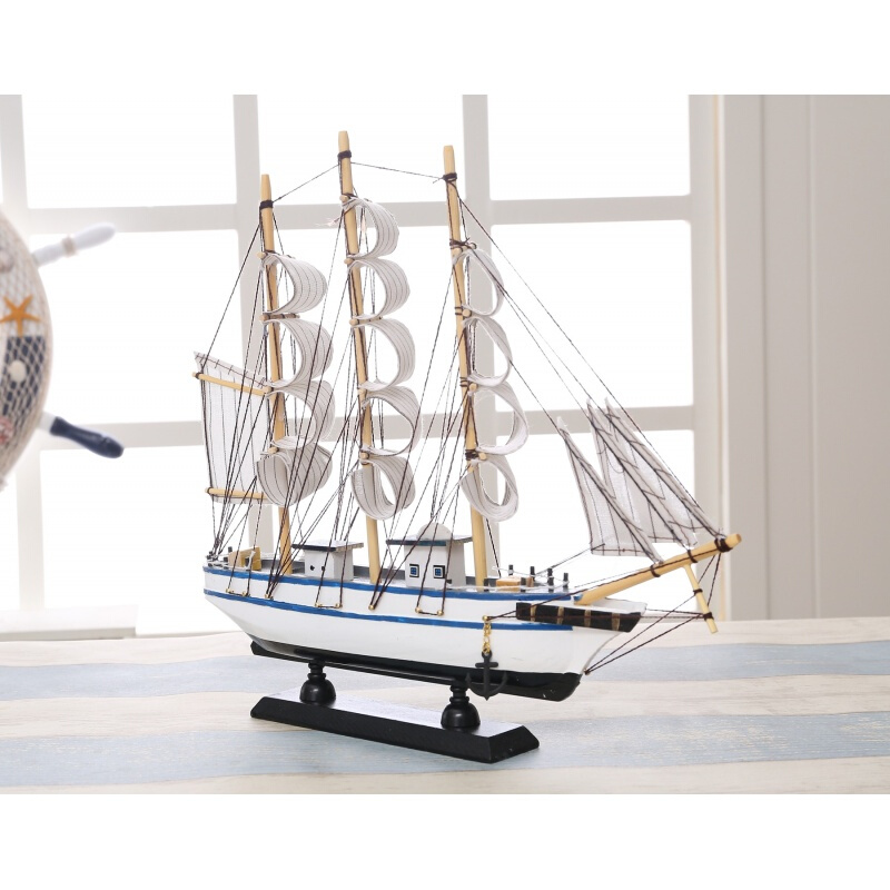 地中海海洋风格友谊的小船手工木质欧式帆船模型家居橱窗装饰摆件生活日用创意家居日用家居