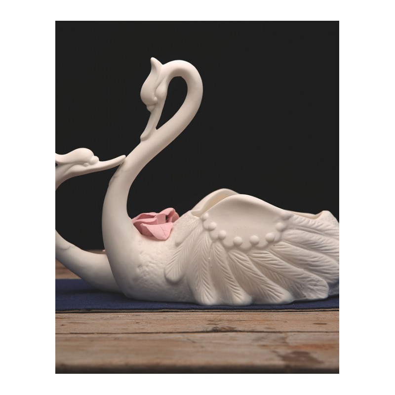 多肉花盆陶瓷创意欧式手工素烧白色天鹅简约桌面盆栽组合日用家居