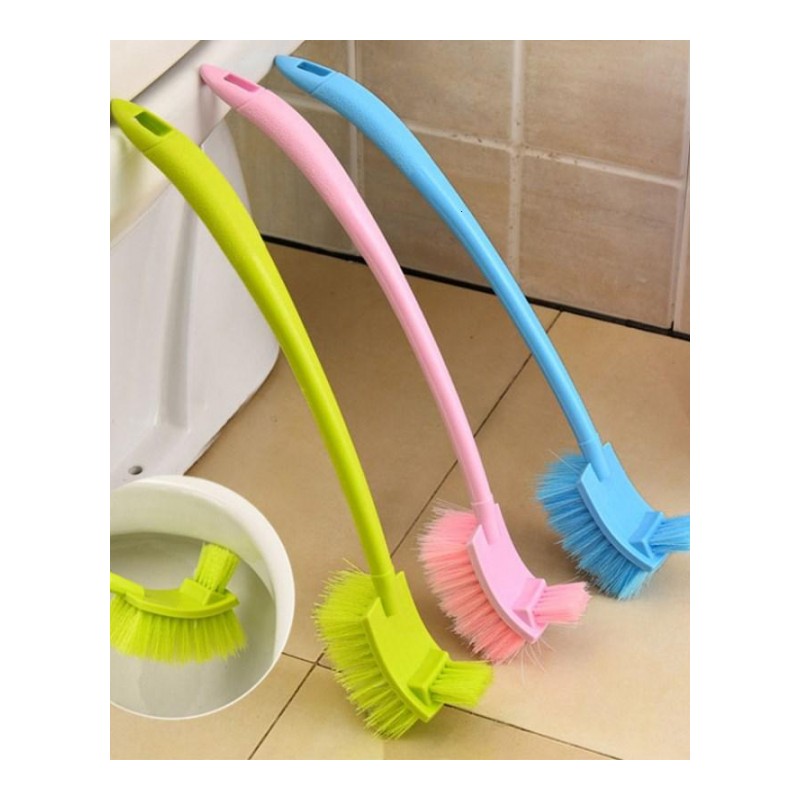 2只马桶刷长柄 双面软毛卫生间弯曲洁厕刷洗厕所刷子无死角缝隙刷日用家居