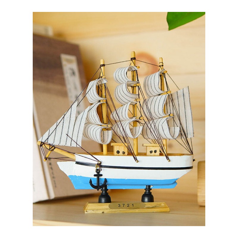 创意摆件木质帆船模型地中海客厅家居装饰一帆风顺工艺船手工制作生活日用创意家居日用家居