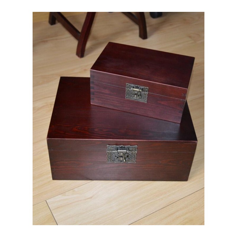 带瑕疵实木桌面收纳盒整理小木箱文件木盒