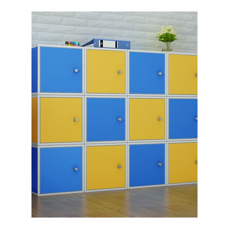 简约现代书柜书架自由组合格子柜儿童储物柜收纳柜落地小书架带创意黑胡桃带+层板0.6米以下宽