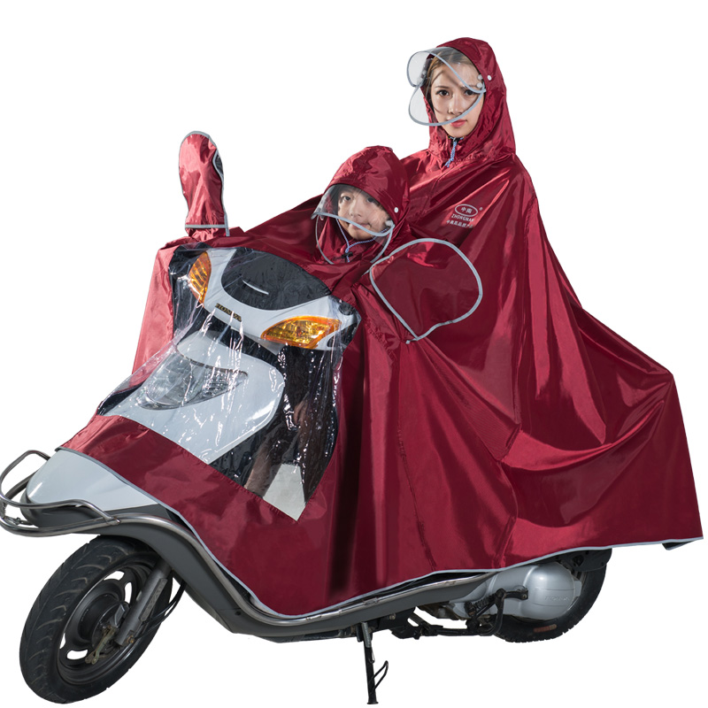 电瓶车电动自行车摩托车雨衣单人双人三人母子加大雨披日用家居