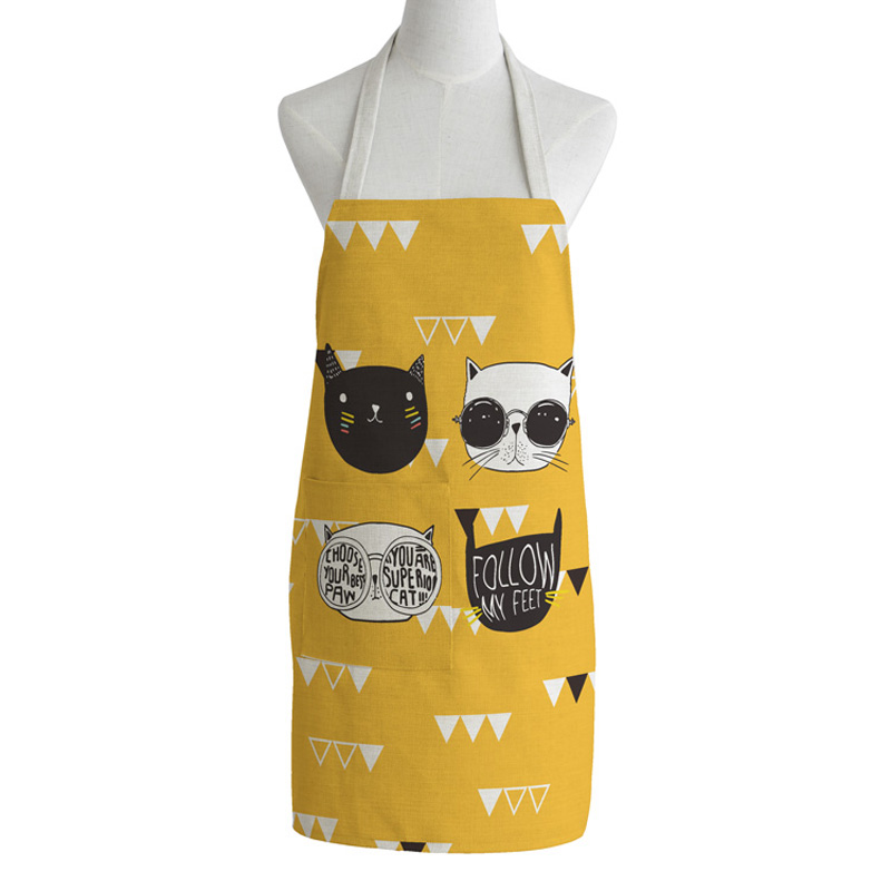 围裙酷猫创意简约情侣无袖做饭女围腰厨师罩衣日用家居