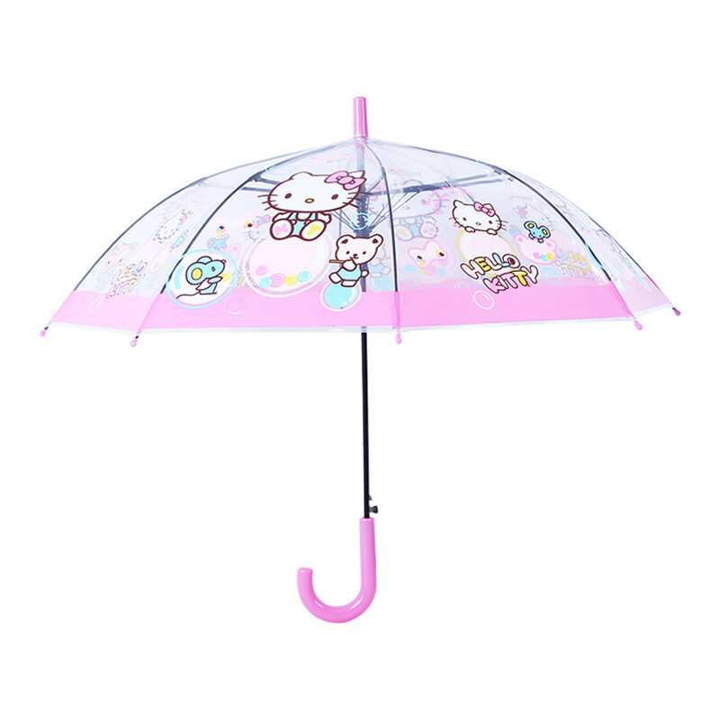 hellokitty创意儿童透明雨伞女学生小雨伞公主长柄透明伞卡通伞日用创意家居日用家居