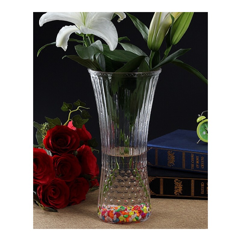 简约现代插花玻璃花瓶水培富贵竹玫瑰百合大号透明花器家居日用家居