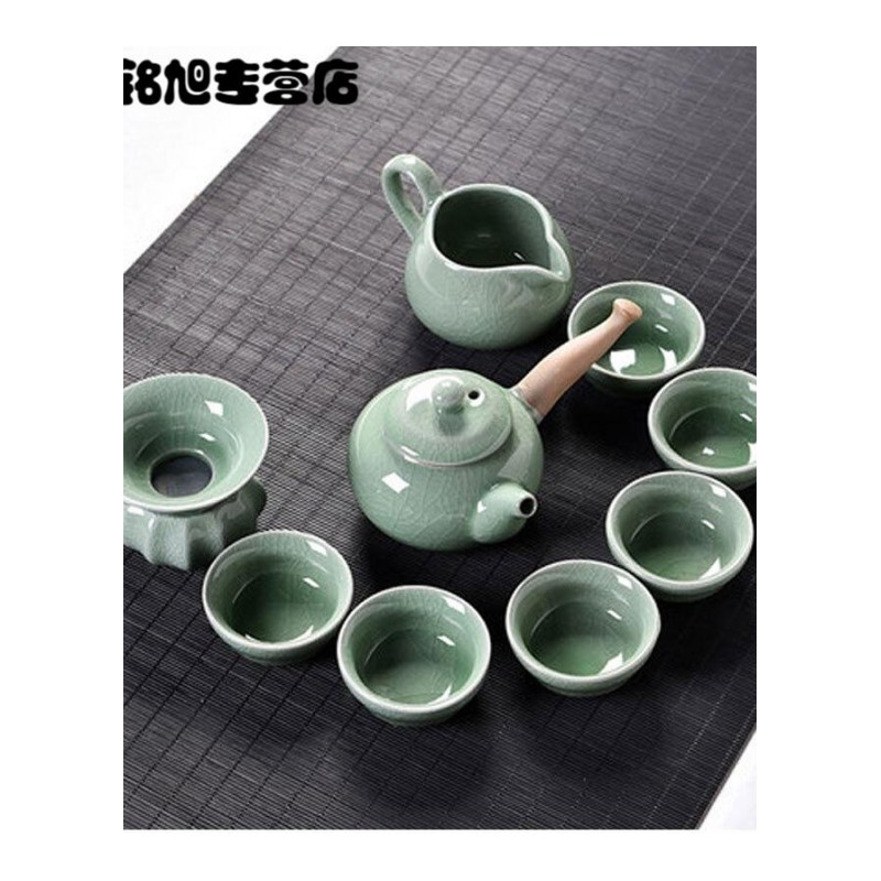 哥窑茶具套装家用茶壶茶杯盖碗青瓷整套开片功夫茶具套装简约