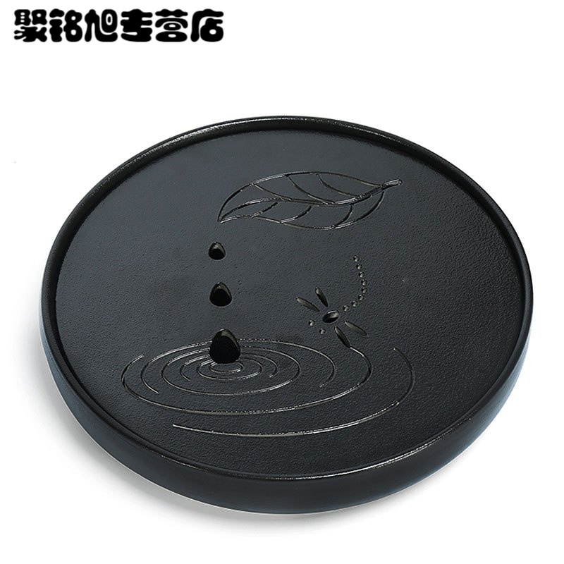 陶瓷茶盘日式功夫茶具家用中式镂空托盘迷你大小号储排水干泡茶台家居家用简约创意多功能水具