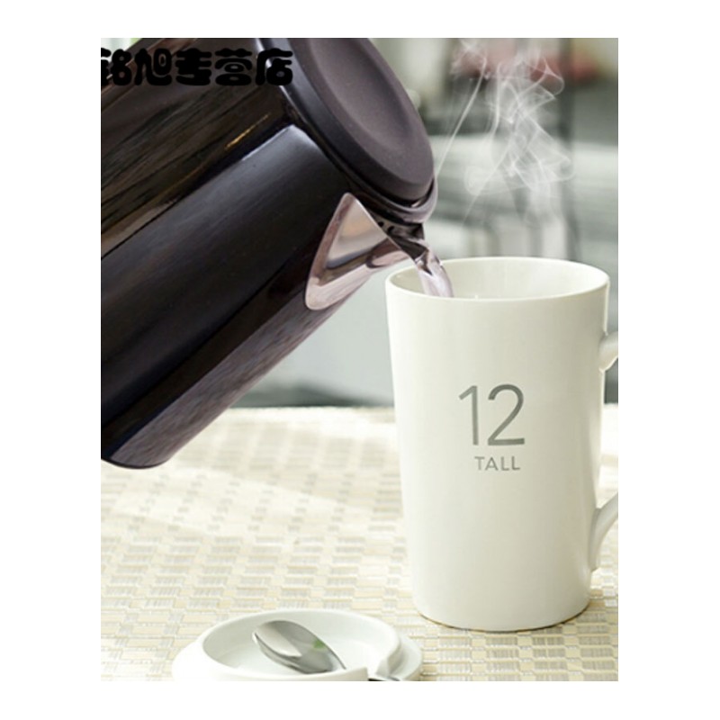 杯子陶瓷带盖勺马克杯简约家用可爱杯子创意咖啡杯办公喝水杯