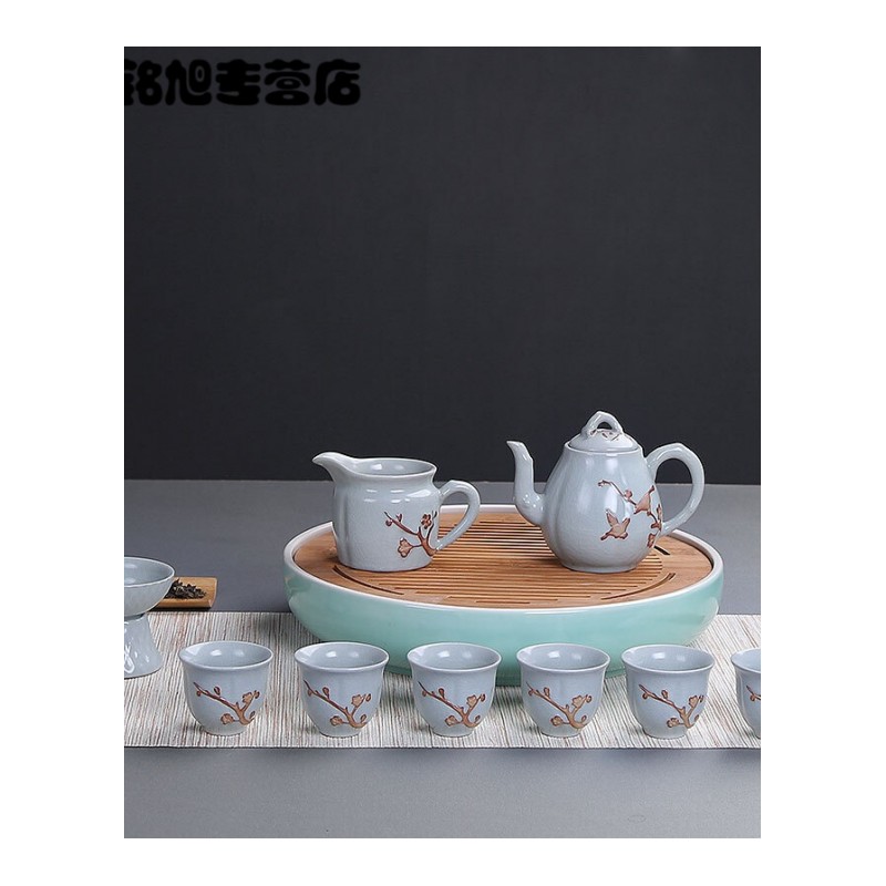 陶瓷干泡茶盘特大号功夫小茶盘圆形竹制迷你储水茶海托盘简约茶台