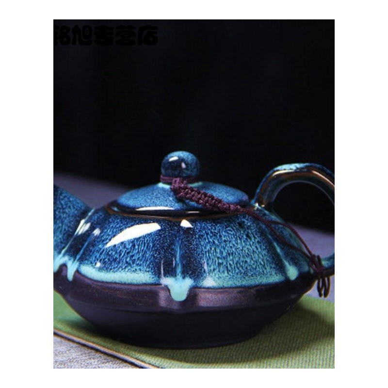整套陶瓷天目油滴蓝珀釉盖碗功夫茶具窑变建盏套装品茗杯茶杯茶壶简约